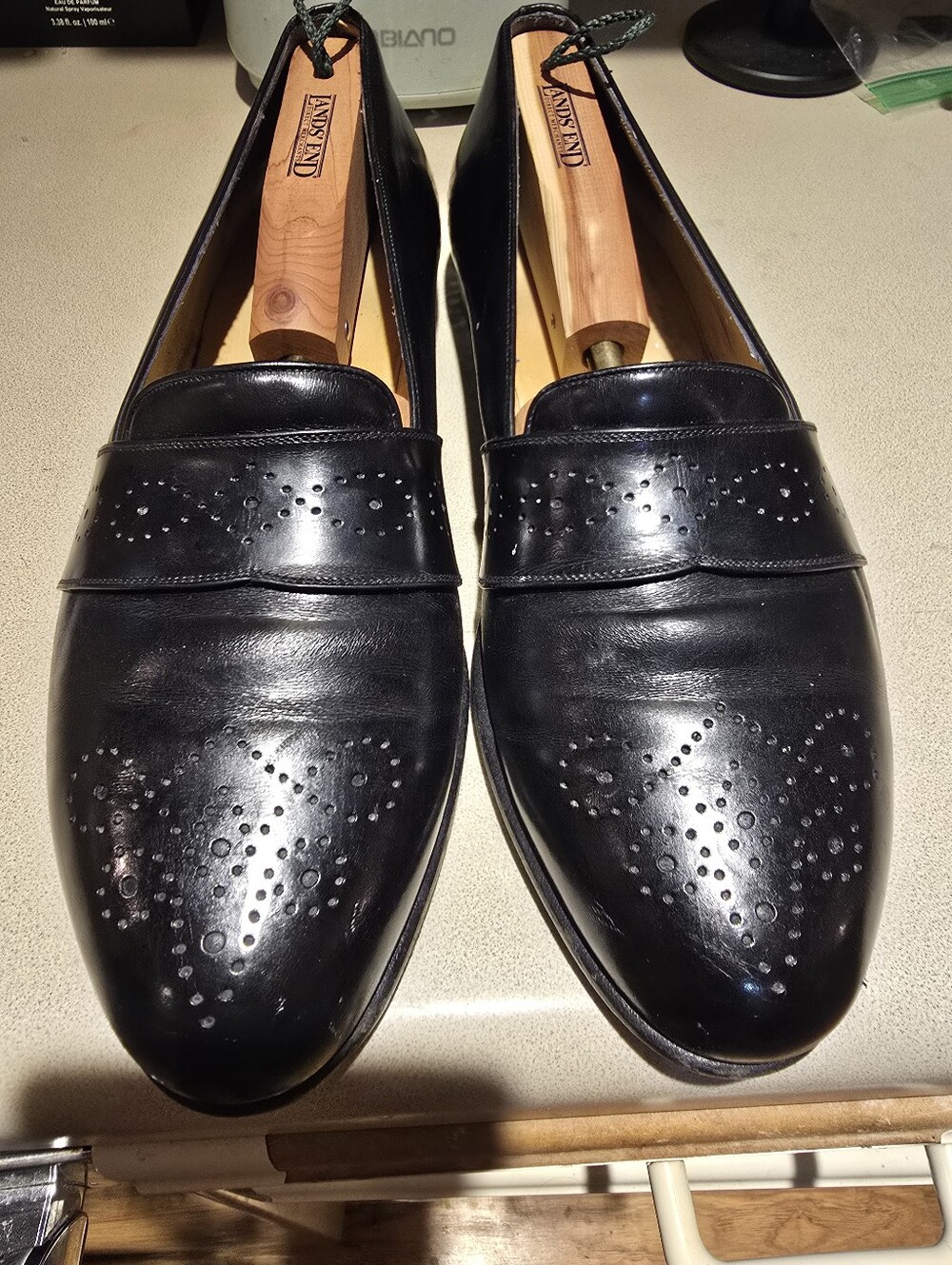 Classic Black Perforated Leather Loafers